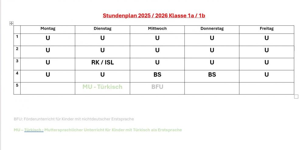 Stundenplan 2025/2026